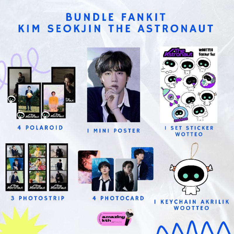 BUNDLE FANKIT KIM SEOKJIN THE ASTRONAUT/ PHOTOCARD / KEYCHAIN / GANCY / POLAROID / PHOTOSTRIP / STIC