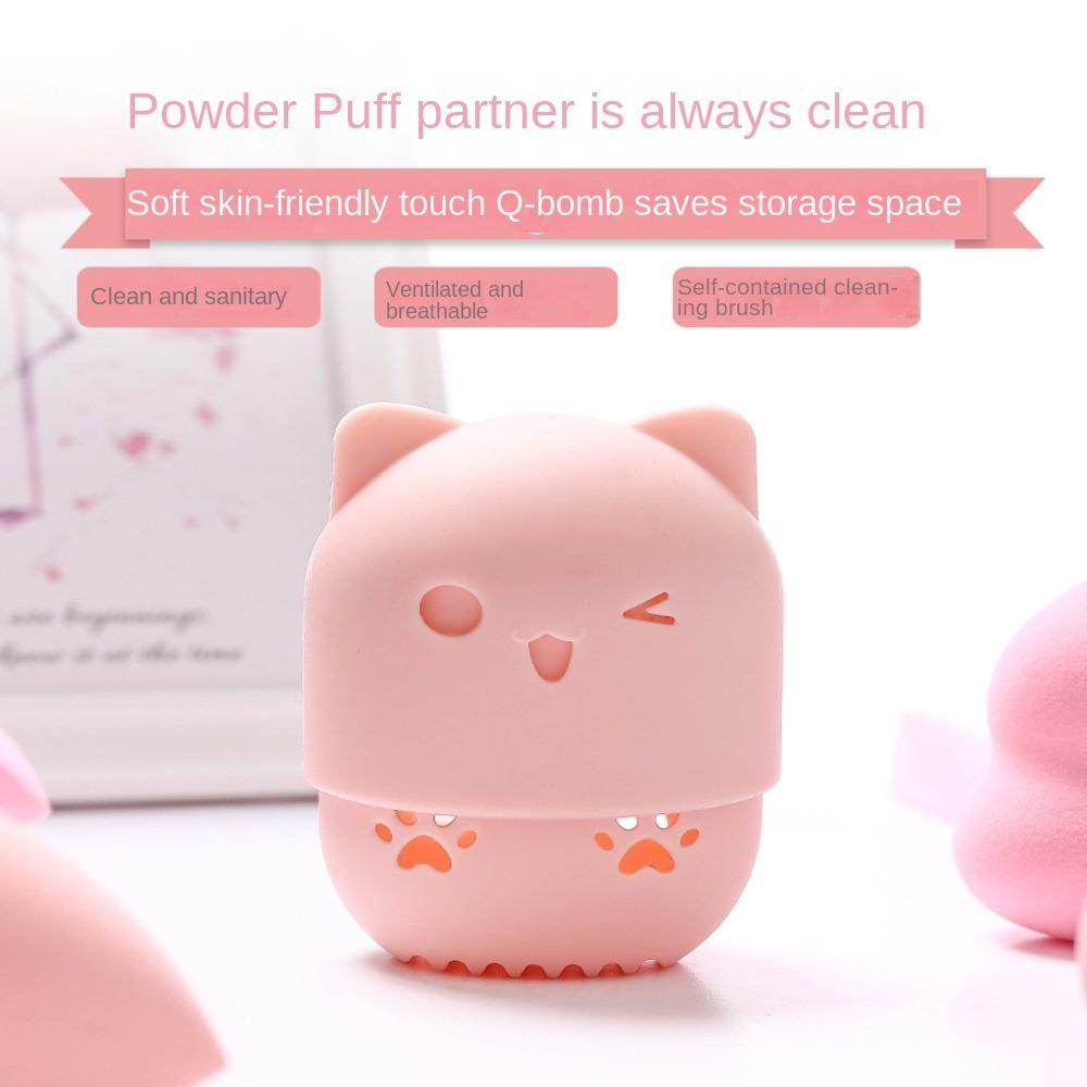 R-flower Tempat Spons Makeup Dust-Proof Silicone Powder Puff Bracket Penutup Puff Bedak Kotak Penyimpanan Travel Case