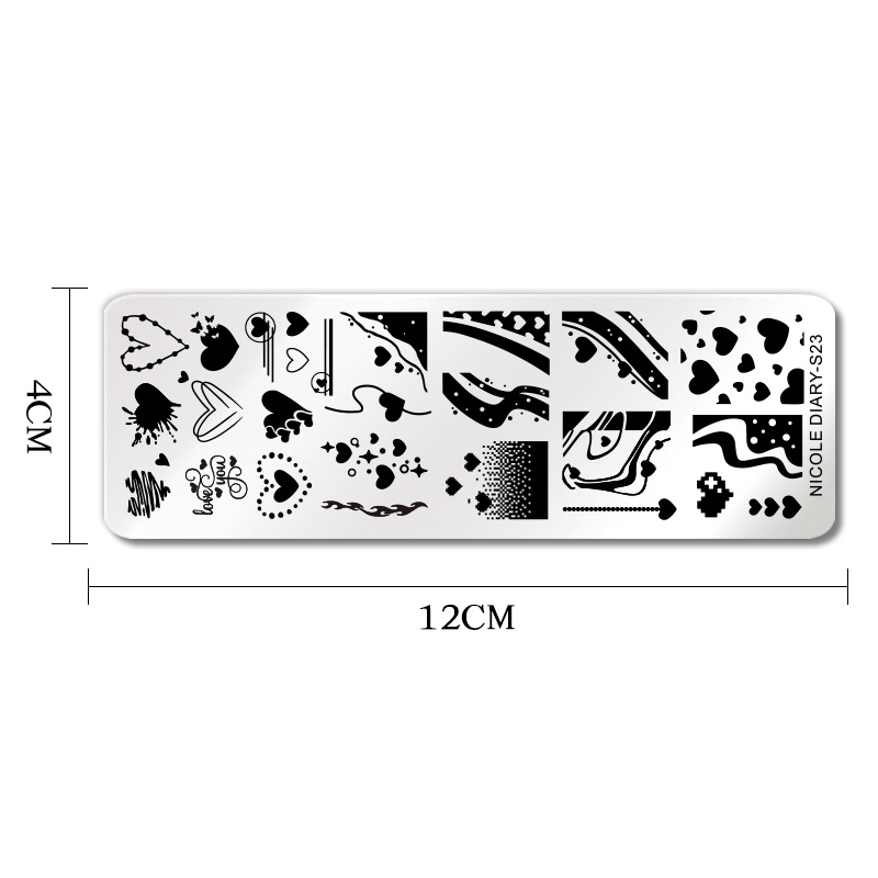 Plat Stempel Kutek Gel UV Motif Hati / Geometri Untuk Nail Art