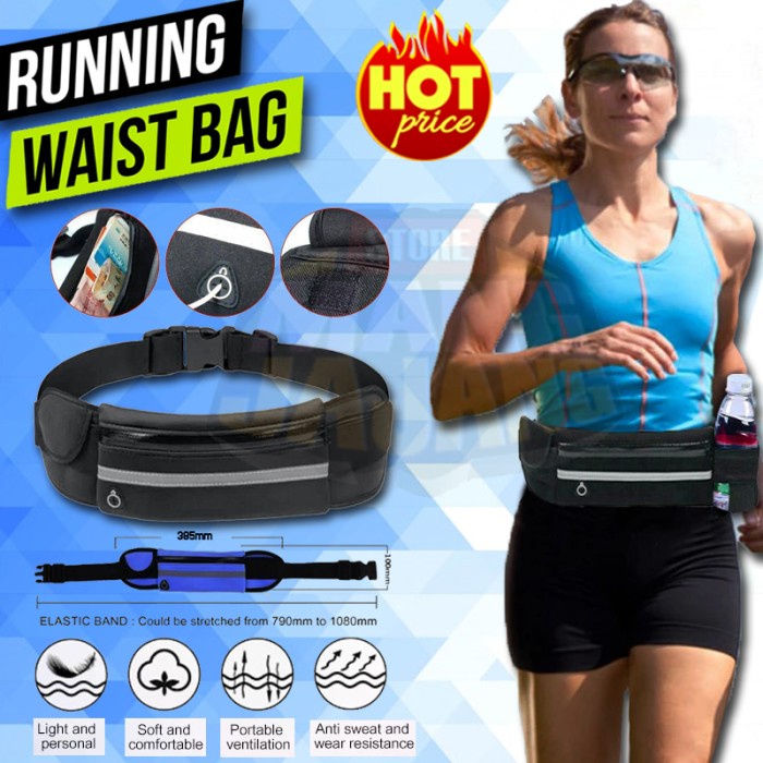 TAS PINGGANG JOGGING BELT SPORT LARI RUNNING POUCH BOTOL HP WATERPROOF / TAS PINGGANG JOGGING BELT