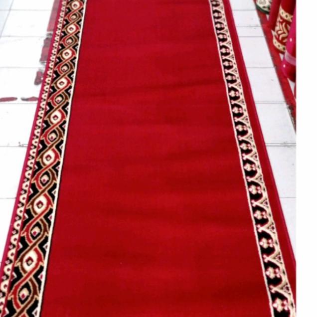 Karpet Masjid Tebal 8mm Meteran Sajadah Mushola Murah Medeena - Merah Polos M