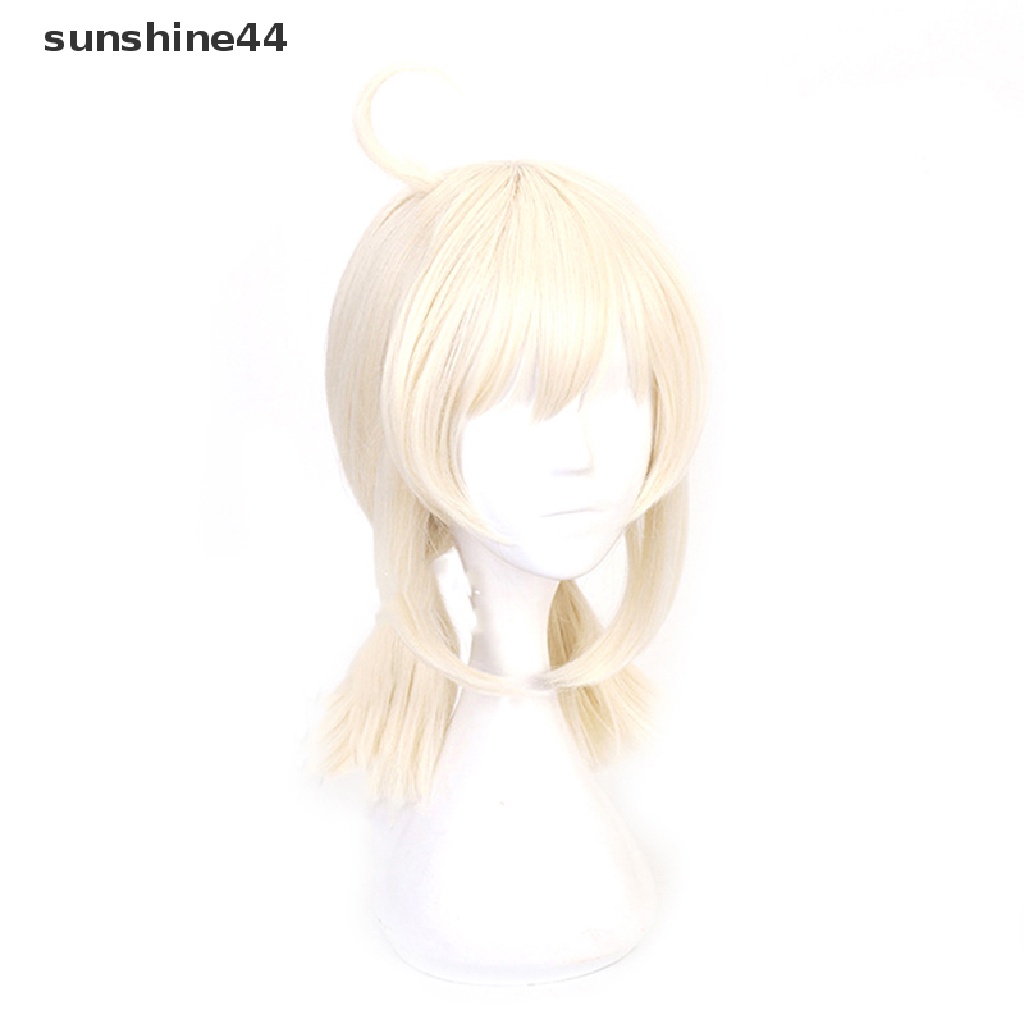 Sunshine Genshin Wig / Rambut Palsu Sintetis Model Ponytail Warna Beige Tahan Panas Untuk Cosplay