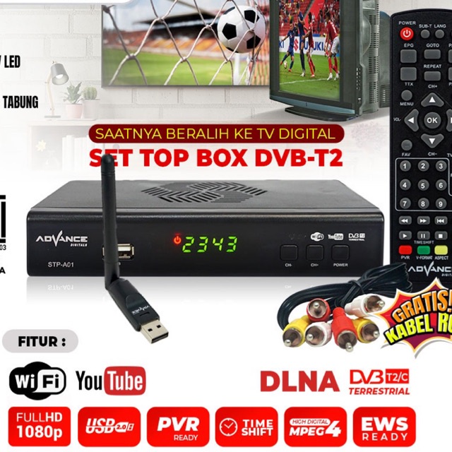 Digital Set Top Box TV Penerima Siaran Digital Receiver Full HD/ STB Wifi/Youtube DVB-T2 (Bisa dapet semua channel ) Bayar Ditempat