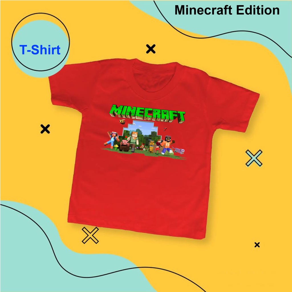 PVJ - Tshirt Anak Karakter Game Mine Craft Kaos Anak Laki laki Dan Perempuan