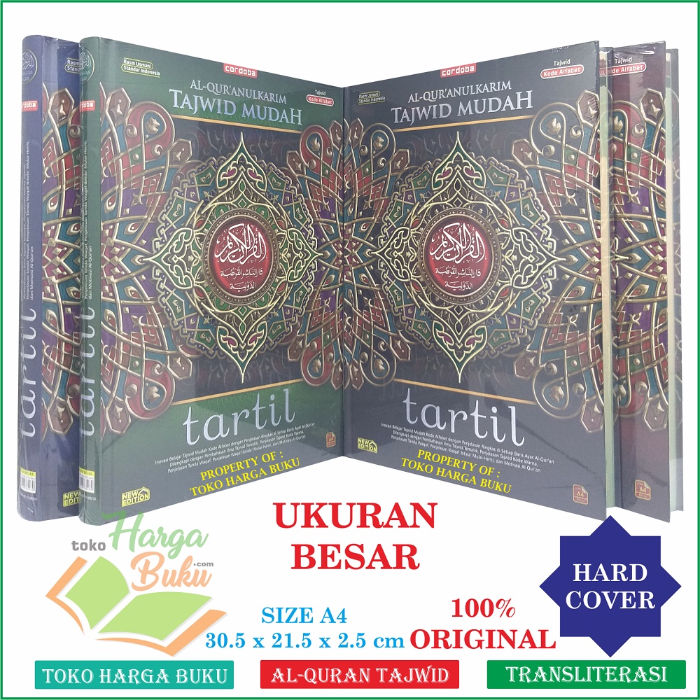 Foto Al-Qur'an Tartil A4 HC Tajwid Mudah Ukuran Besar Al Quran Transliterasi latin Mushaf Rasm Utsmani Standar Depag Waqaf Ibtida Mulai Berhenti Penerbit Cordoba