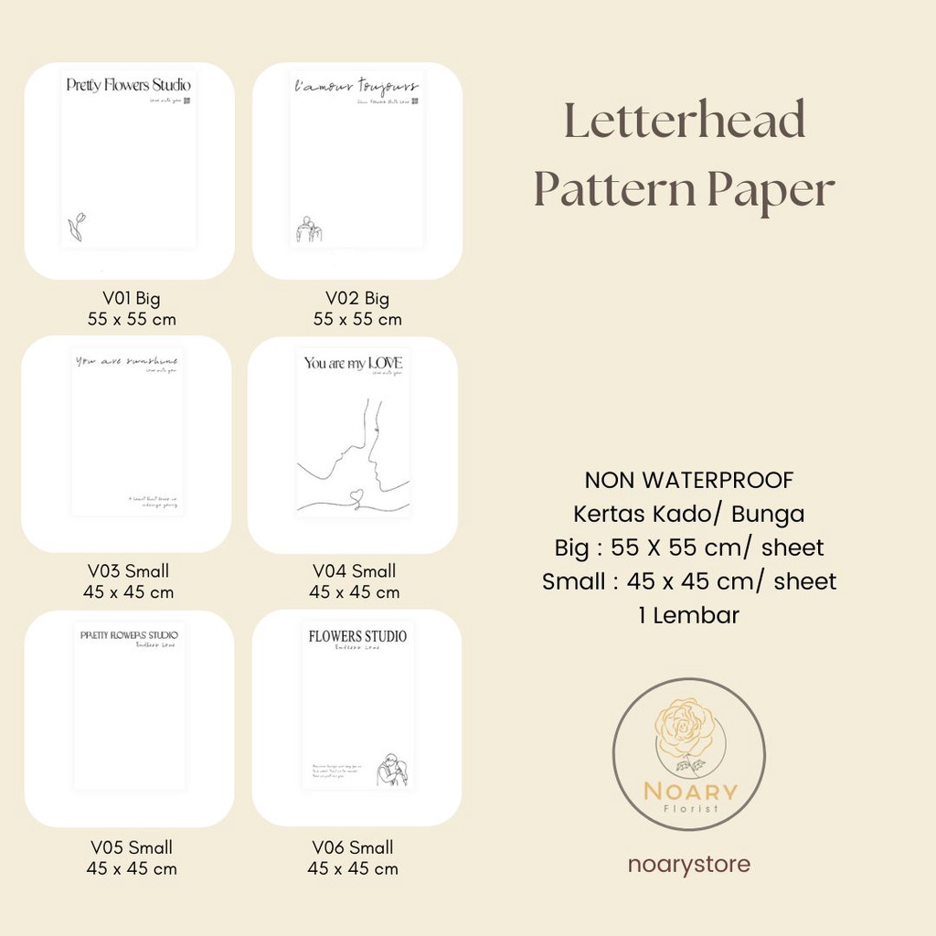 Letterhead Pattern Paper Kertas Bunga Wrapping Cellophane Paperwrap Buket Bunga Bungkusan Bunga / Flower Wrapping / Cellophane / Wrap / Kertas Bunga / Kertas Kado / Flower Paper / Kertas Grosir / Kertas Import / Kertas Cellophane / Florist / Buket Bunga /