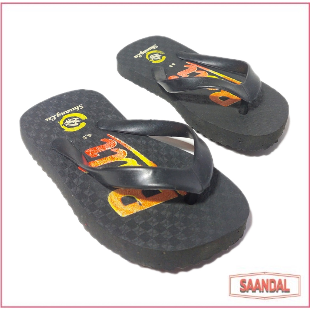Sandal Jepit Anak Shuang Lu Hitam Bali Laki-laki Perempuan, Karet Tebal Anti Licin (BISA SATUAN COD)
