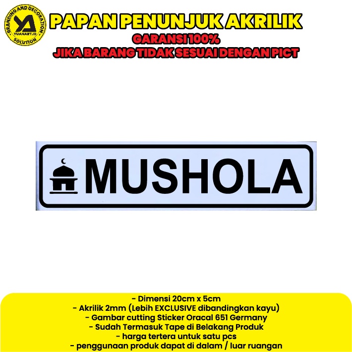 

akrilik sign mushola papan nama label akrilik plat acrylic perlengkapan kantor masjid mushola sekolah custom