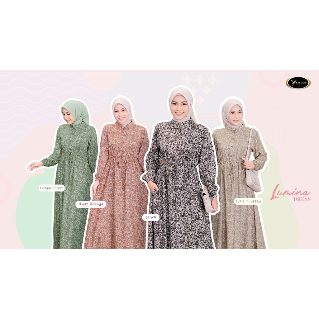 Yessana Gamis Dress Baju Elegan Wanita Cewek Lumina Limited Premium Size S M L