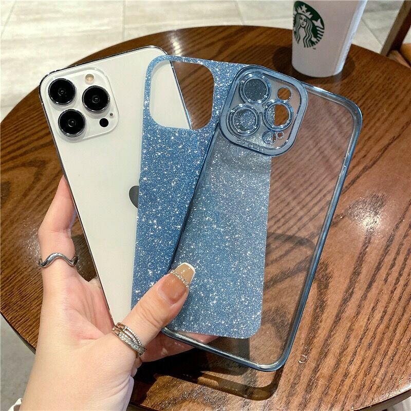 Soft case Transparan glitter Untuk iphone 14 13 12 11 Pro MAX XR XS MAX 7 + 8 Plus SE 2020