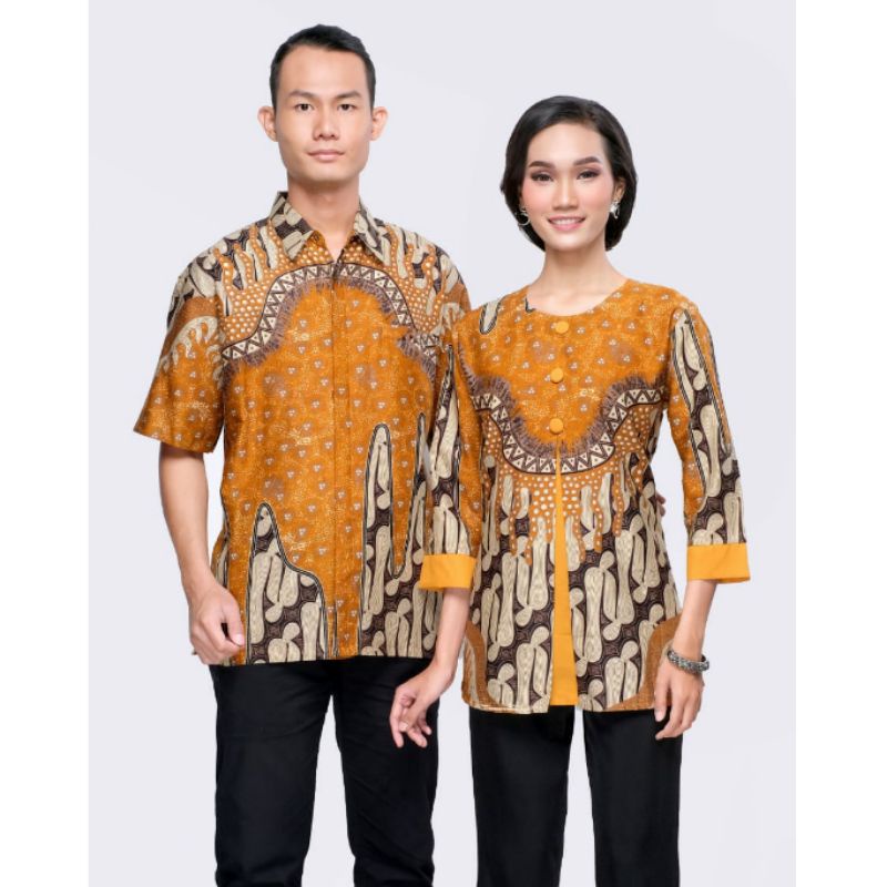 Blouse Batik Wanita Jumbo XXL XXXL Lengan ¾ Atasan Batik Wanita Big Size 4L-5L Baju Kerja Wanita Seragam SRN