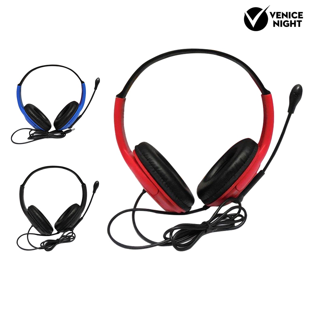 (VNEP) (Berkabel) 3.5mm Universal Headphone Head-mounted Gaming Headset dengan High Clarity Microphone untuk Komputer