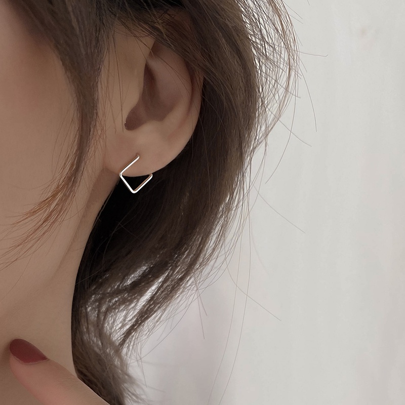 Roselife Anting Tusuk Gantung Wanita Bahan Sterling Silver 925 Desain Geometri 3D Gaya Korea Untuk Hadiah