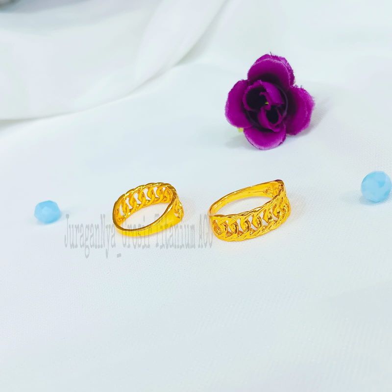 TITANIUM SET+CINCIN RANTAI SIMPLE AS HONGKONG ANTI KARAT