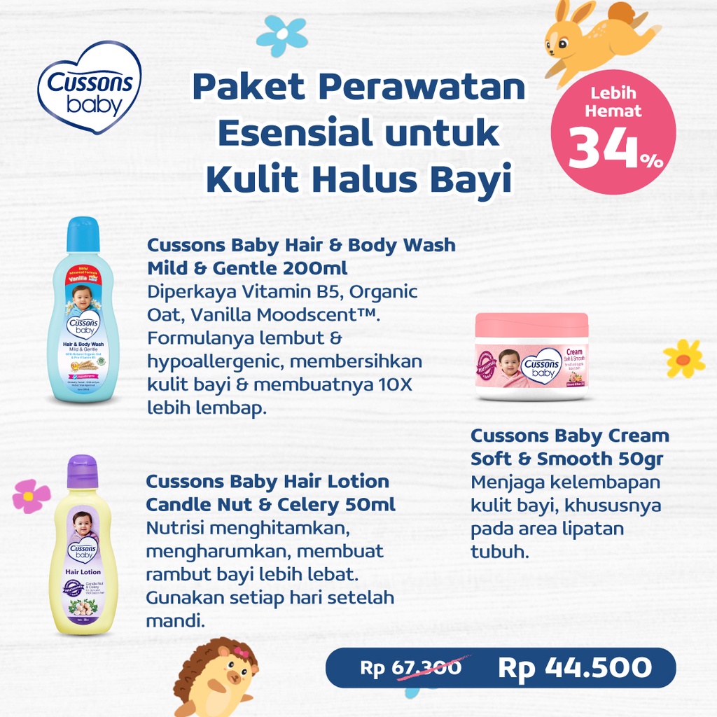 Cussons Baby Complete Essential Pack (Blue or Pink) - Paket Sabun Bayi