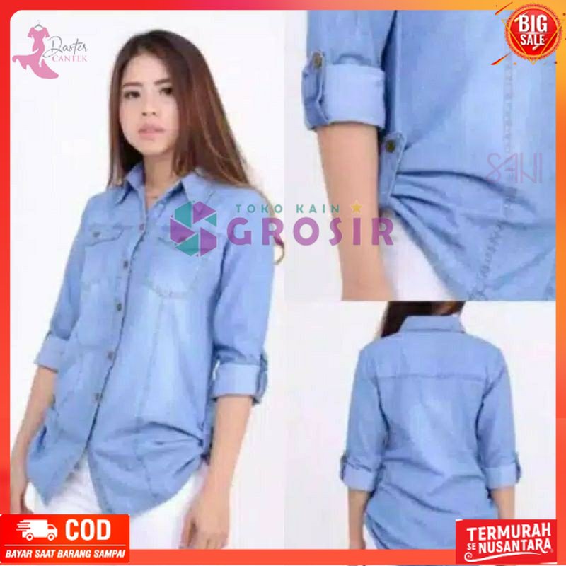 TUNIK  KEMEJA GREY JINS// KEMEJA TUNIK JINS GREY Wanita