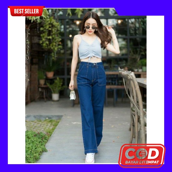 Celana Jins Wanita Sobek Poise Ripped Jeans Import Premium Softjeans M Kulot Jeans Alice - Kulot Je