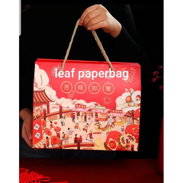 

paperbag imlek / paper bag sincia cny chinese new year 2023 tebal muat buah toples unik murah mewah / tas parsel parcel hantaran hampers imlek
