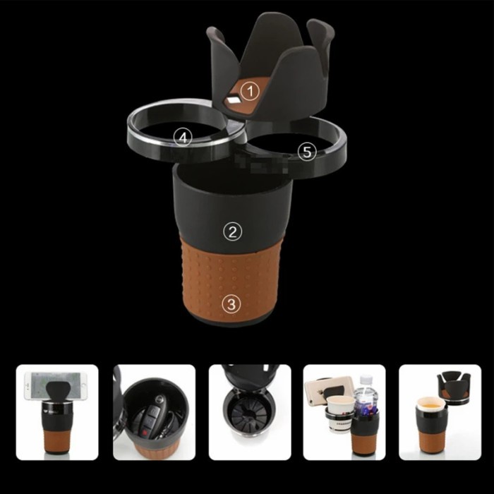 5in1 Car Cup Phone Holder Extender Tempat Gelas Tambahan Koin Mobil
