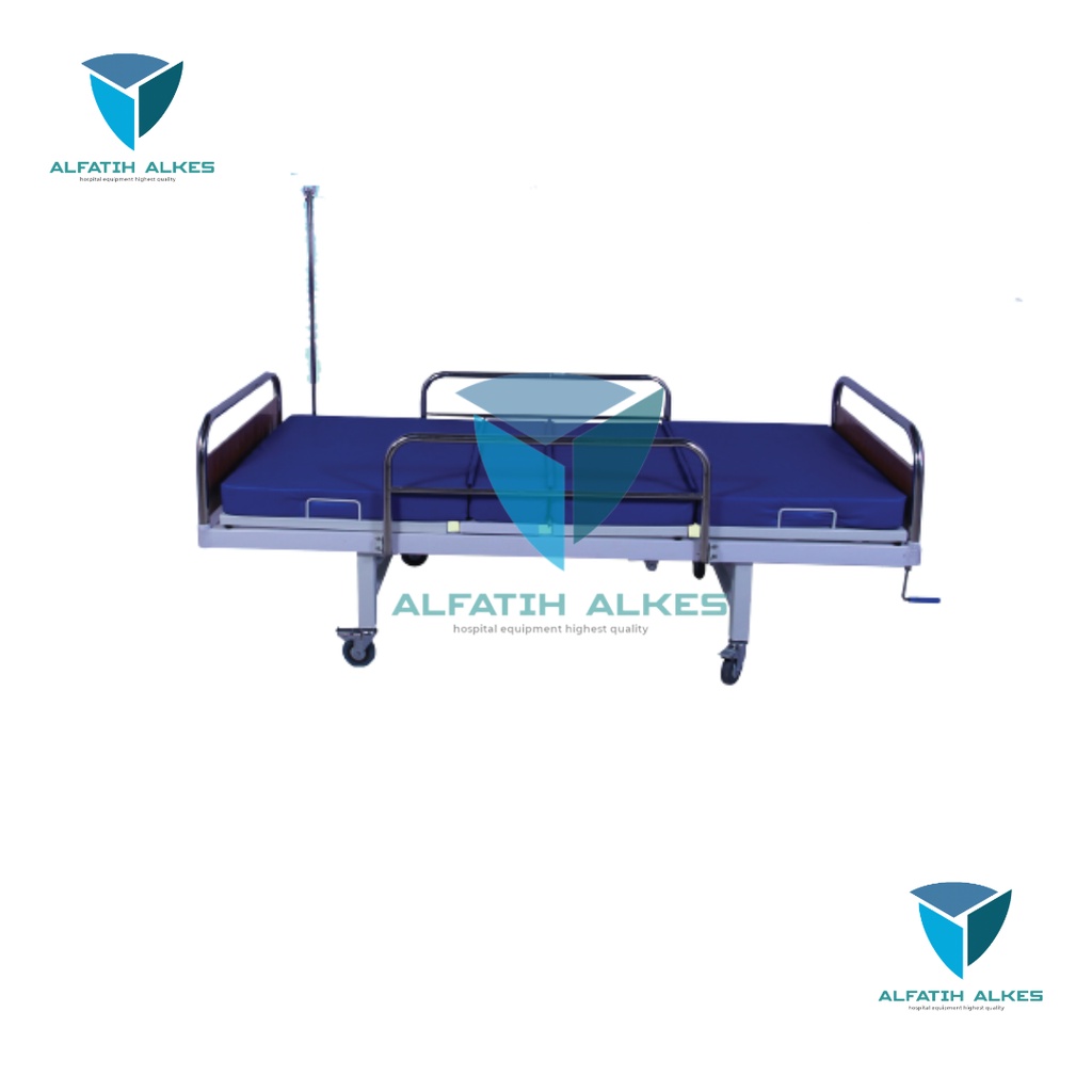 Bed pasien 2 crank pollywood (kayu)/bed pasien lokal/bed pasien