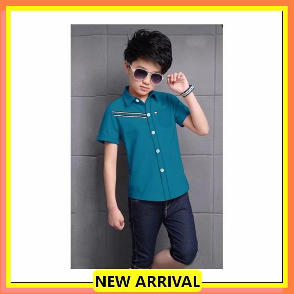 Kemeja Anak Laki Laki Hem Polos Formal Anak Cowok Lengan Pendek Umur 8 9 10 11 12 13 Tahun Bahan Kat