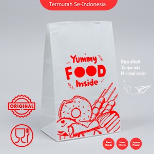 

(MOTIF) Kantong Kertas Custom Putih Uk. 30x10x20 cm / Bungkus Makanan Kantong Kertas Gorengan, Roti, Kue, Waffle / Kantong Kertas Coklat Bebas Desain Murah