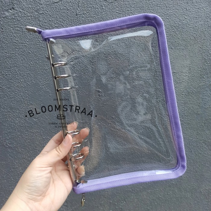 

BRG BARU Clear Cover Binder Zipper A5 Ring 6 Loose Leaf Mika PVC Transparan