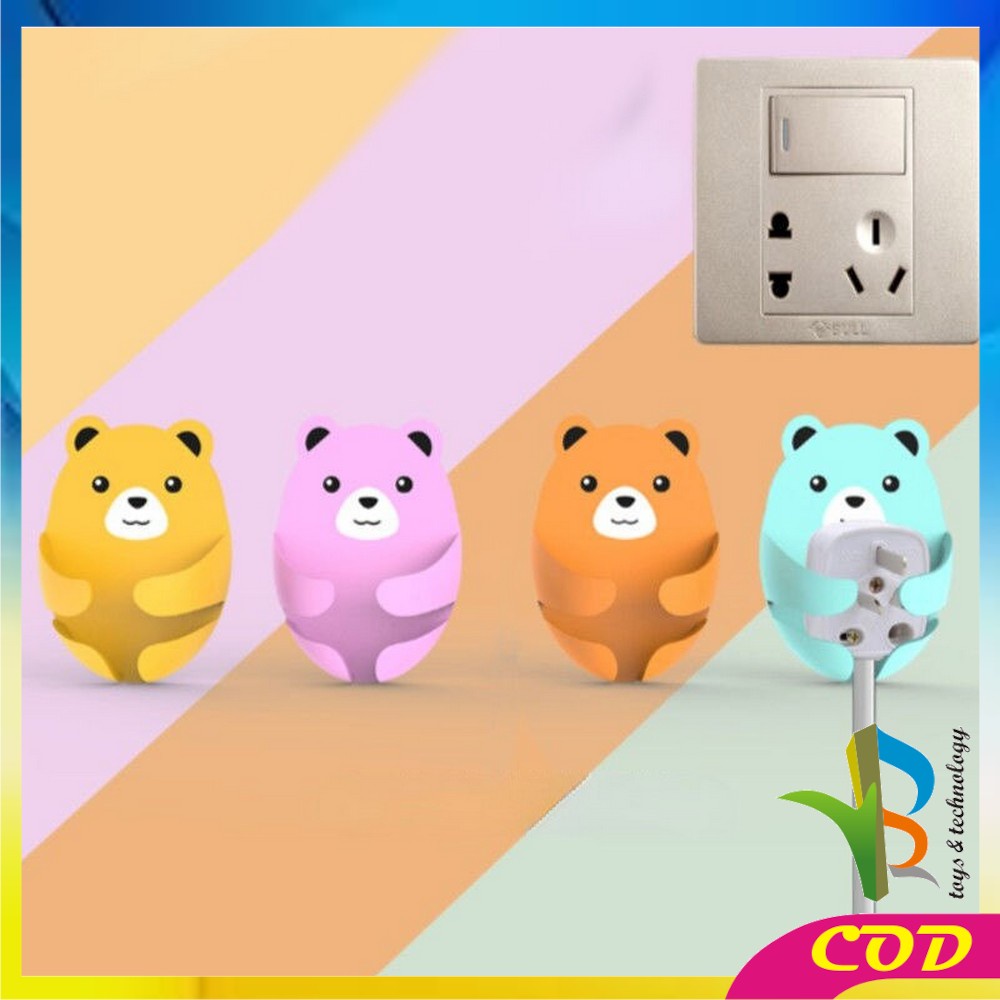 RB-C536 Gantungan Tempel Dinding Bear 4IN1 Plug Hook Serbaguna / Gantungan Kamar Mandi Tempel Kepala Colokan Motif Beruang / Plug Hug Bear