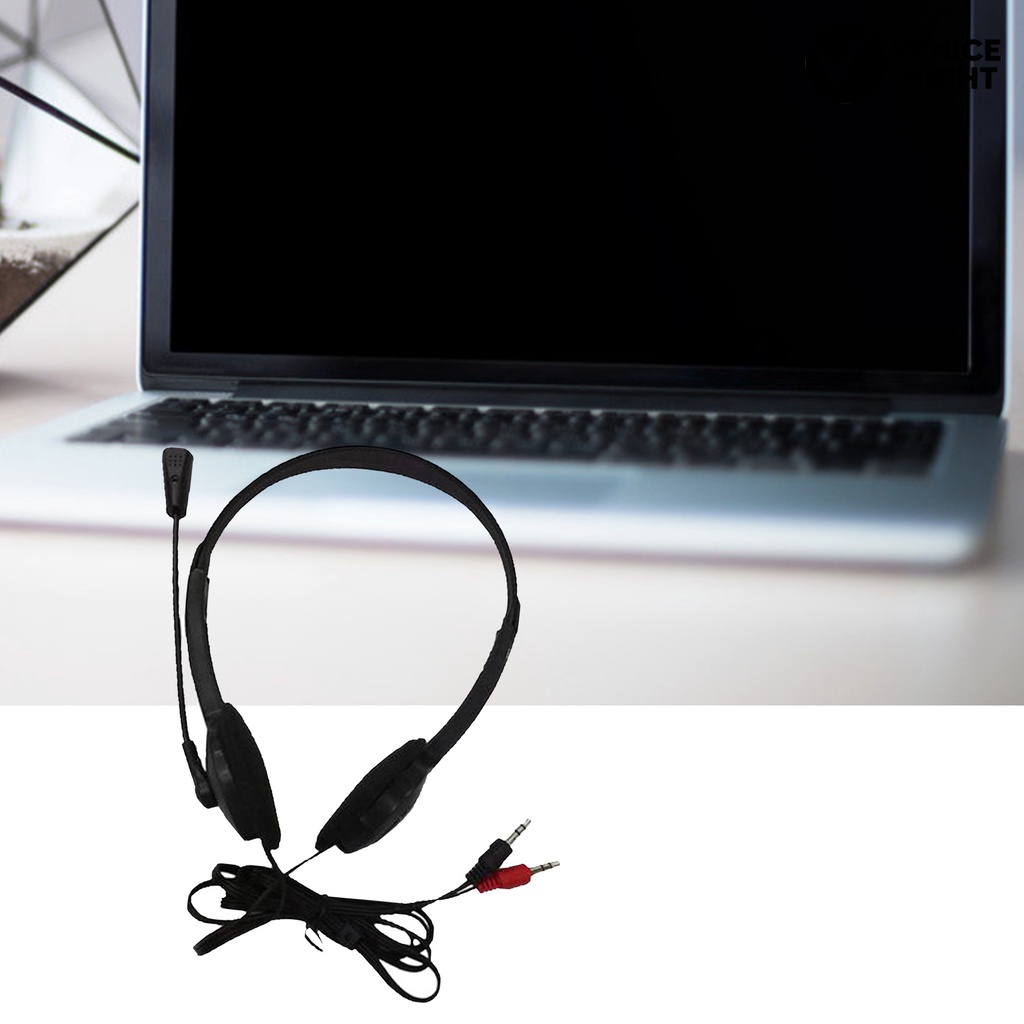 (VNEP) (Berkabel) Headphone Universal dengan Mic Plastic 3.5mm Over-ear Stereo Headset untuk Rumah