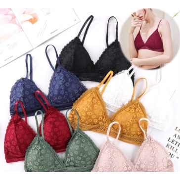 TGM - TK007 Bra Plunge Fashion Wanita Bh Sexy Model Silang Tanpa Kawat Kode Motif Bunga High Quality Import