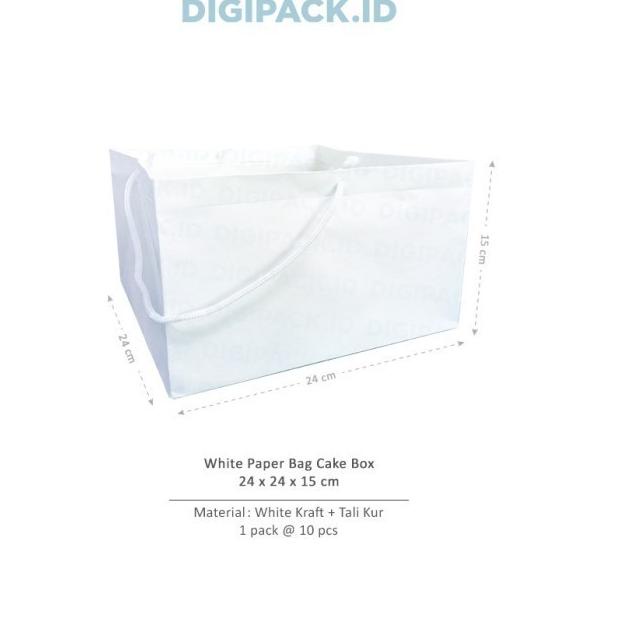 

[Digipack] White Paper Bag Cake Box 24 x 24 x 15 | Kantong Kertas