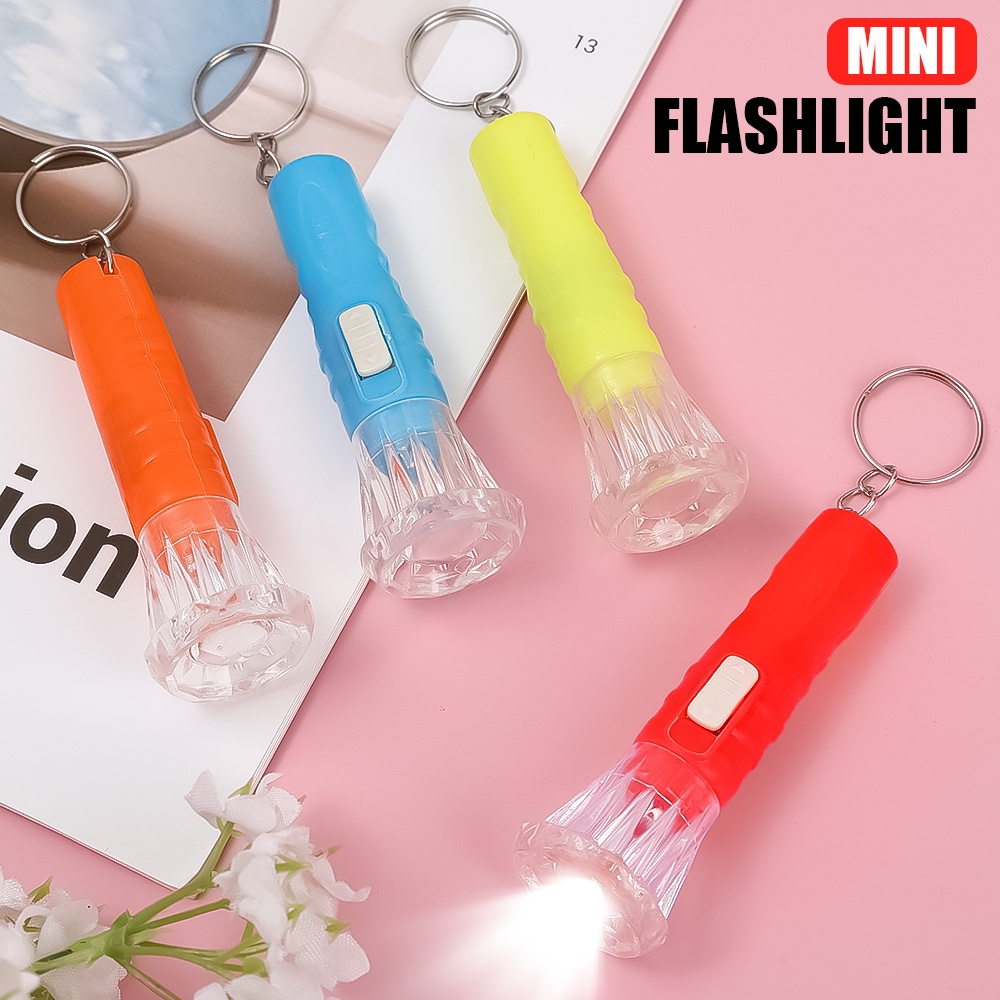 Senter LED Mini Portable Bahan Plastik Dengan Gantungan Kunci Untuk Outdoor