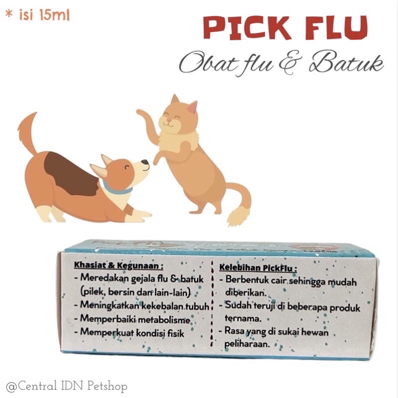 PICK FLU OBAT FLU BATUK KUCING ANJING 15ml - OBAT FLU BATUK KUCING ANJING - OBAT FLU BATUK HEWAN