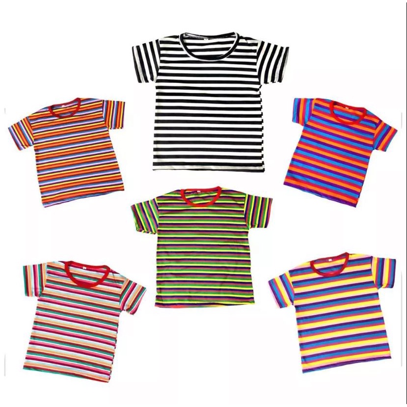 6 pcs kaos salur anak laki laki 1-8 tahun warna random