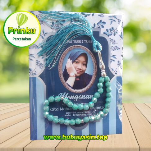 Buku yasin dan tahlil custom biru, 128 Halaman, Cover + isi