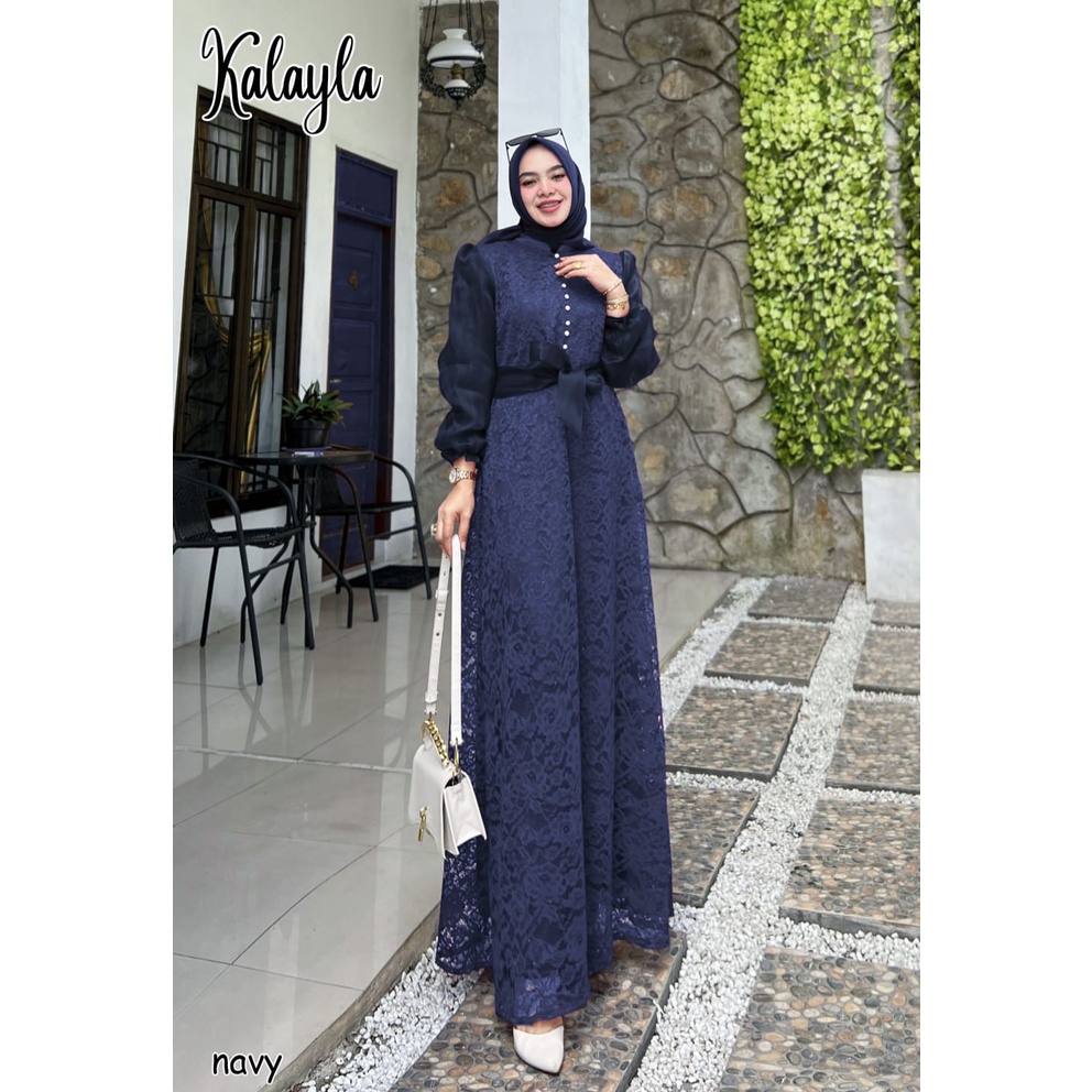 GAMIS PESTA KONDANGAN ORGANZA KALAYLA DRESS BRUKAT CANTIK