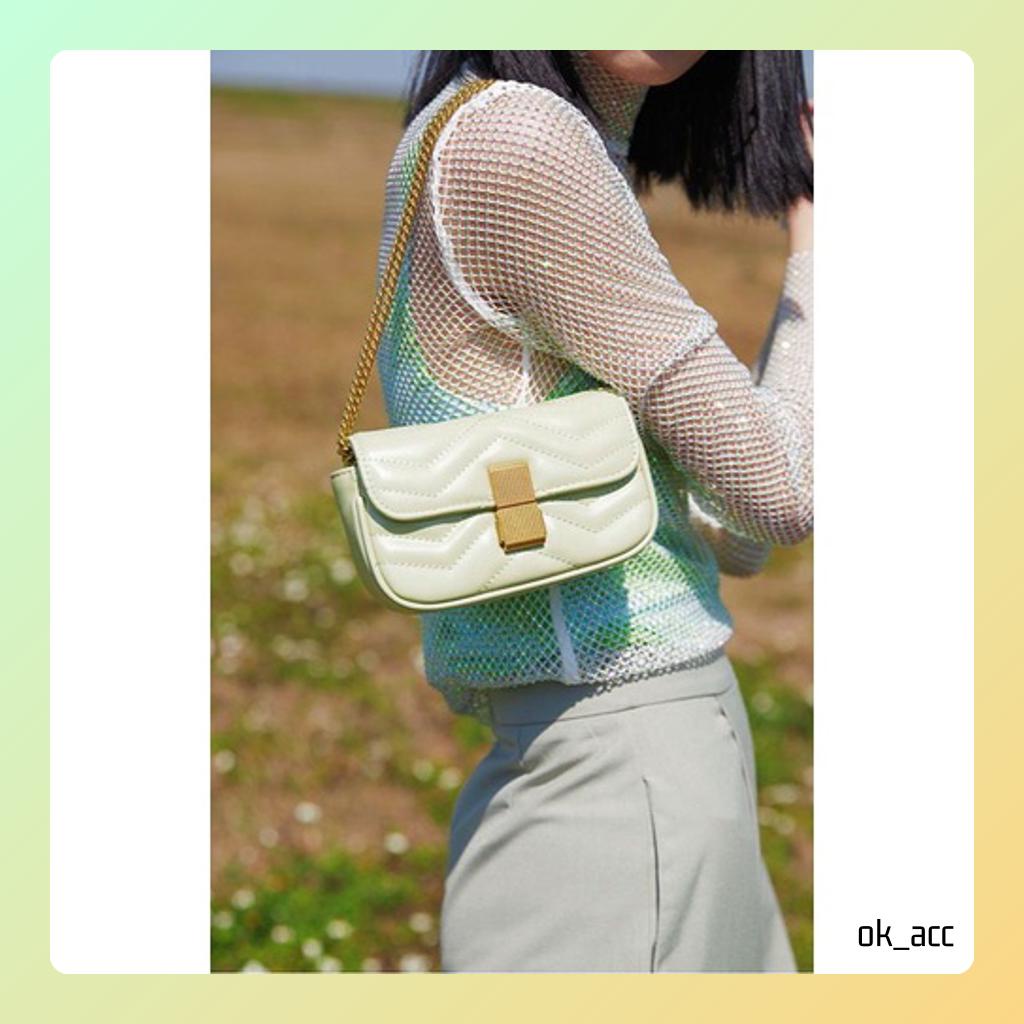 BARU Tas Selempang Kulit Wanita Cewek Dompet Hp Rantai Luxury Mini Bag FT44 17 x 12 x 5.5 cm