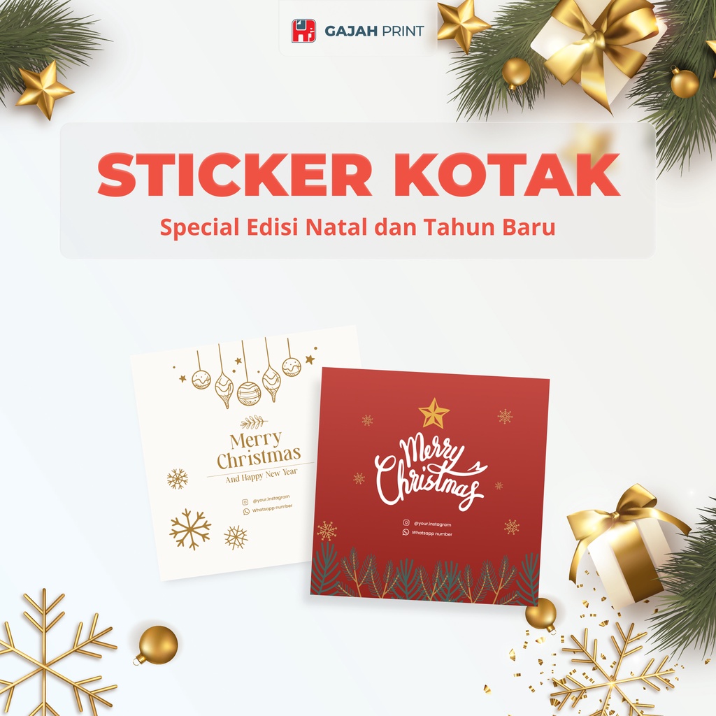 

Stiker Vinyl Glossy Kotak Spesial Natal Tahun Baru label makanan / Label Toples / Sticker Segel Box