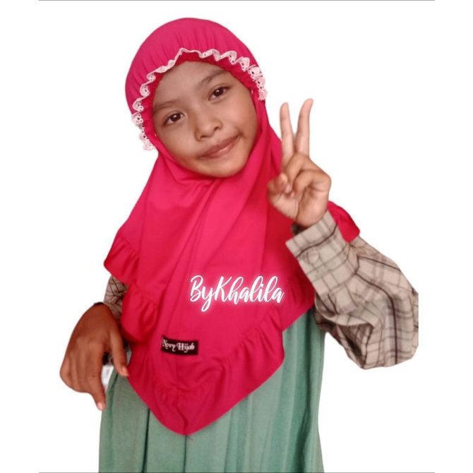 Jilbab Anak Bergo Tali Renda Jersey