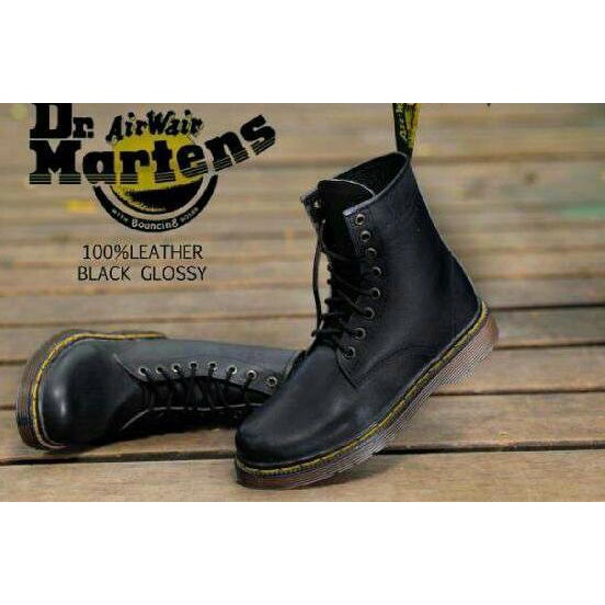 Sepatu Boots Pria Dr.Martin Boots Docmart 8 Hole Original Handmade - Hitam, 38
