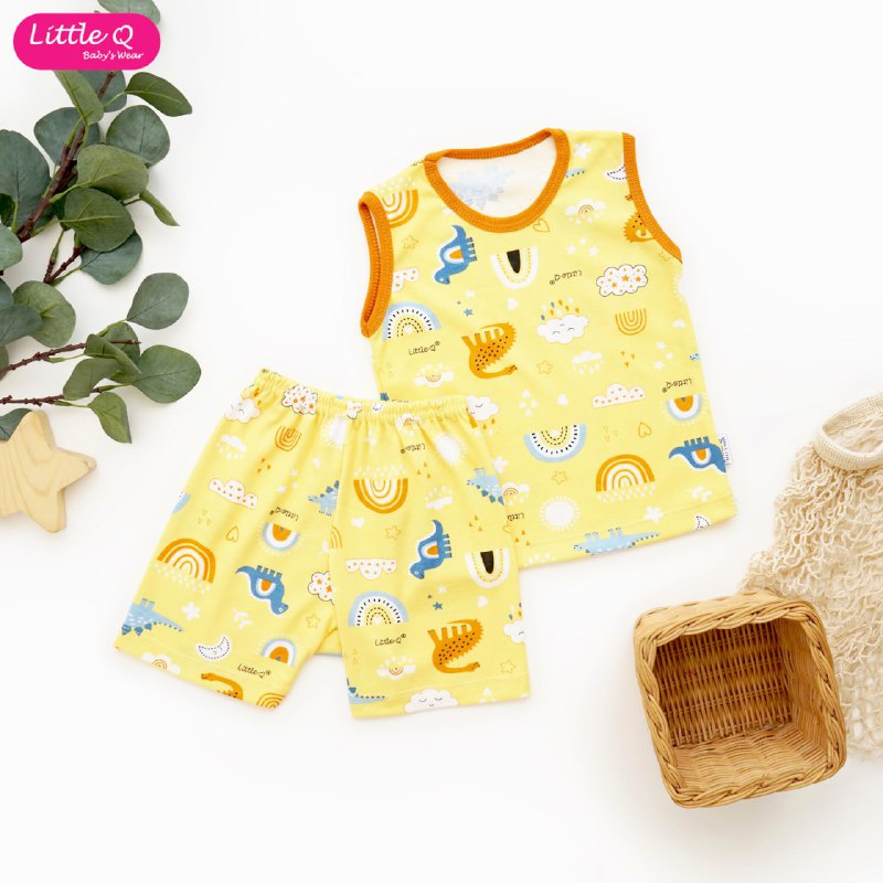 LittleQ Setelan Oblong Kutung Celana Pendek Motif Boy - Setelan Baju Bayi dan Anak Laki-laki Little Q SNI