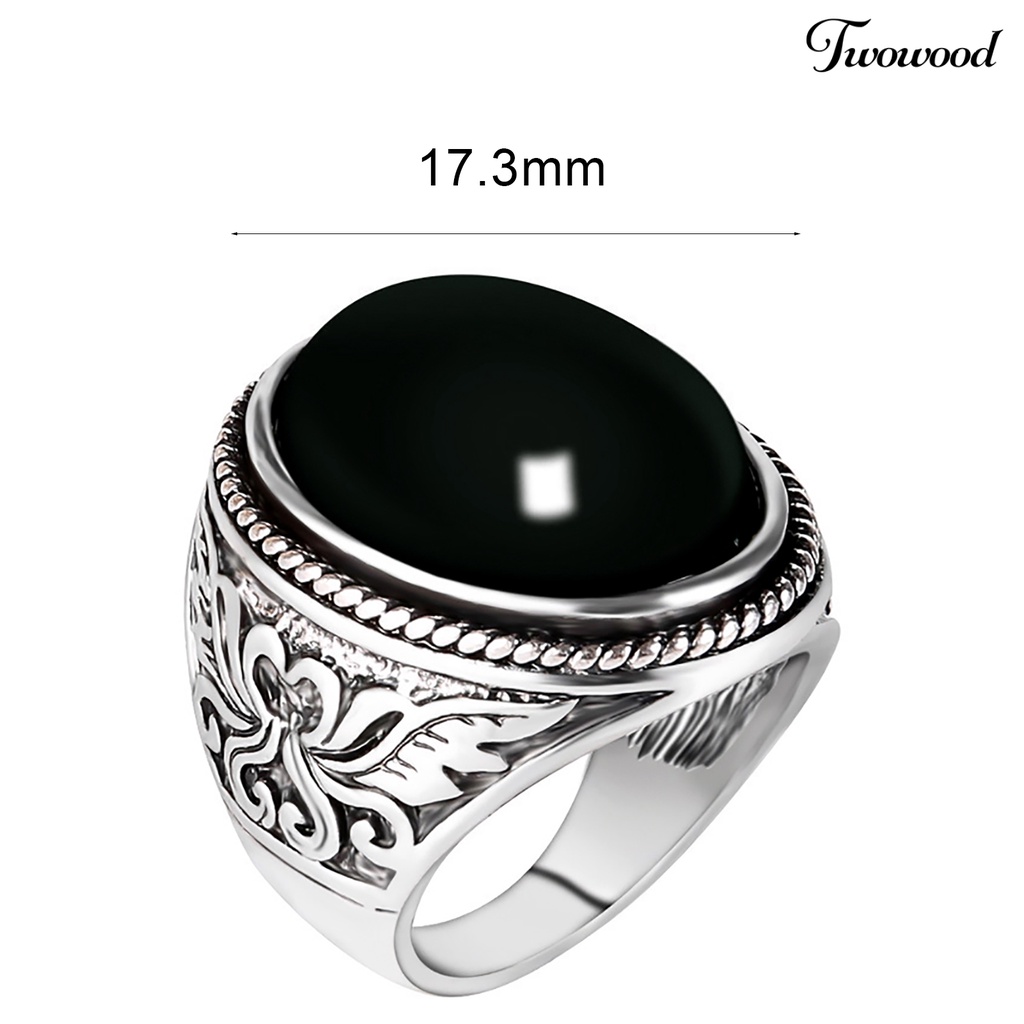 Cincin Pria Gaya Vintage Aksen Batu Permata Buatan Untuk Pesta