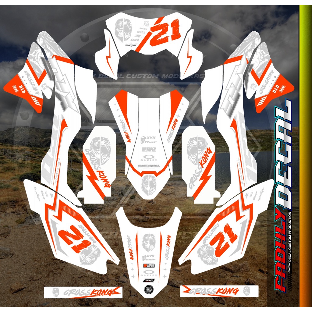 Decal Dekal Sticker Dtracker Orange Stabilo Putih Elegan Keren Stiker Fullbody