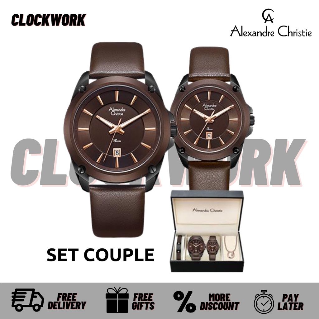 Jam Tangan ALEXANDRE CHRISTIE AC 8667 M/LDLIPBO Couple Kulit ORIGINAL