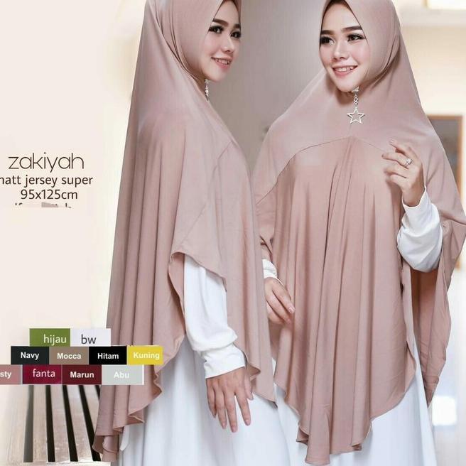 Hijab | Jilbab Syari Jersey Super Adem Tebal Pet Antem | KHIMAR ZAKIYA - mocca
