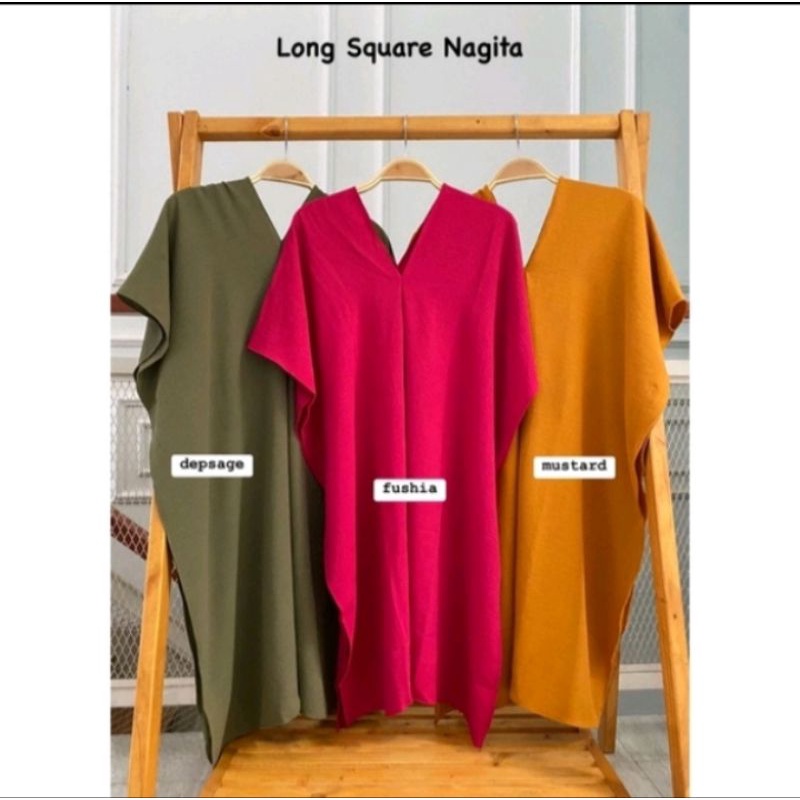 1 KILO MUAT 5 PCS / NAGITA LONG SQUARE TOP ATASAN BLOUSE / KAFFTAN CRINKLE AIR FLOW PREMIUM