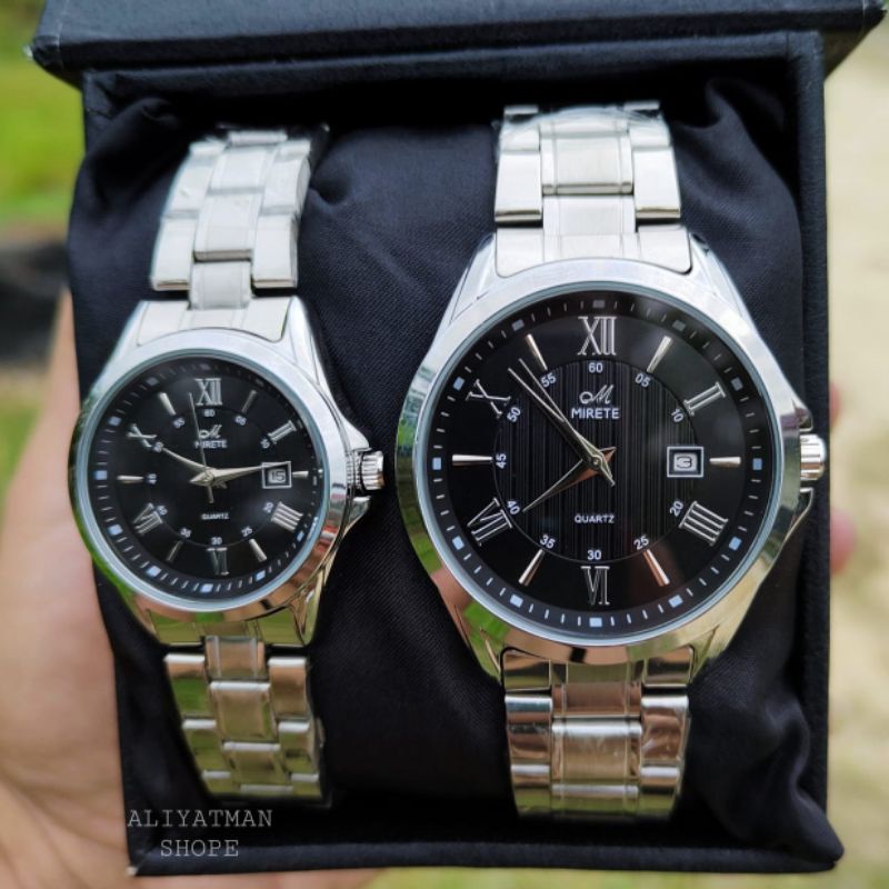 Jam Couple Bisa Satuan ☑️ Mirete Original Cowok/Cewek Fitur Tanggal Tahan Air Strap Rantai Stainlees Steel Jam Tangan Kasual Pria Wanita Water Resistant Jam Tangan Import Quart Analog Sporty Free Batrai Cadangan