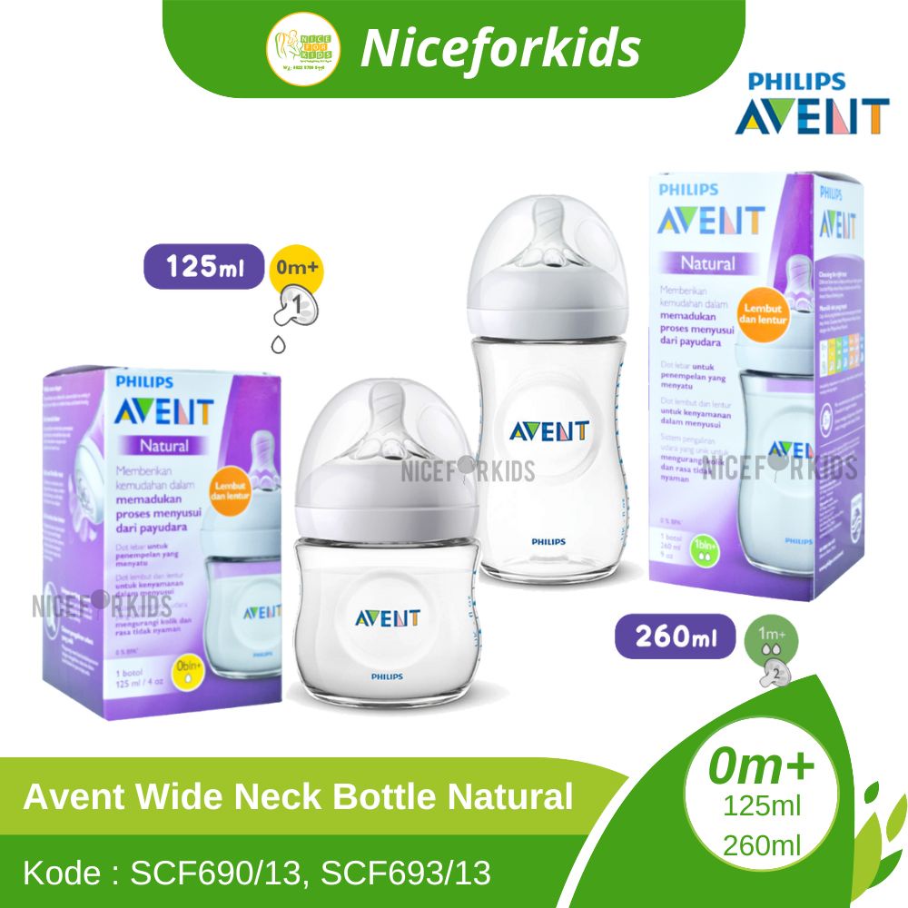 Avent Wide Neck Bottle 125 ml / Avent Wide Neck Bottle 260 ml / Botol Susu Anak