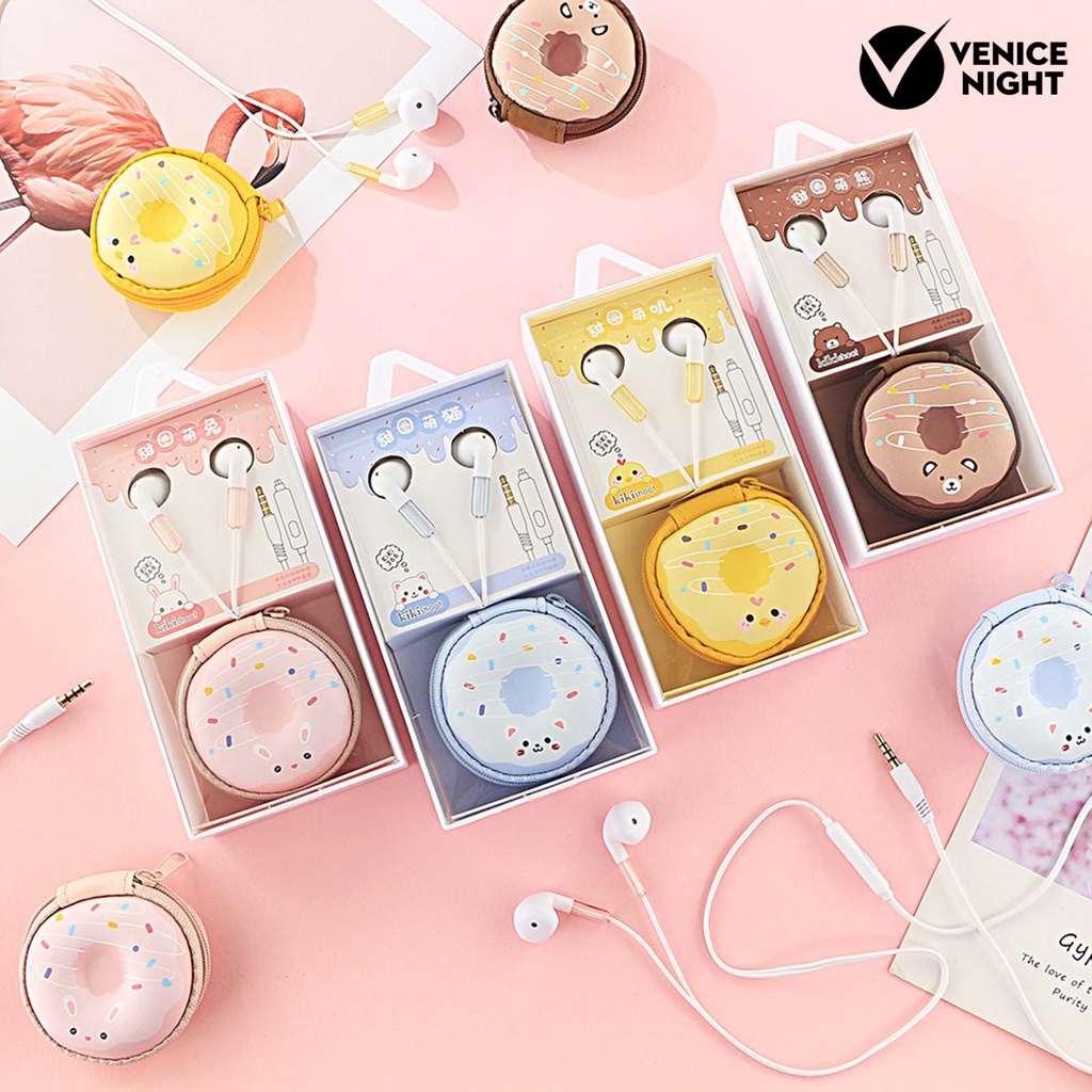 (VNEP) (Berkabel) Earbud High Fidelity Mega Bass Cartoon 3.5mm Earphone Stereo dengan Mikrofon untuk Berlari