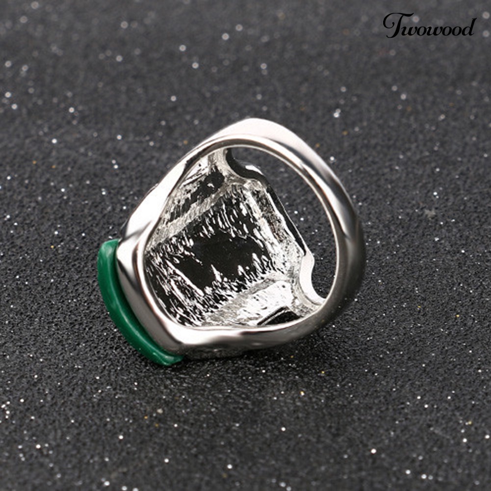 Cincin Geometris Bahan Resin Aksen Berlian Imitasi Gaya Vintage Bohemia Untuk Wanita